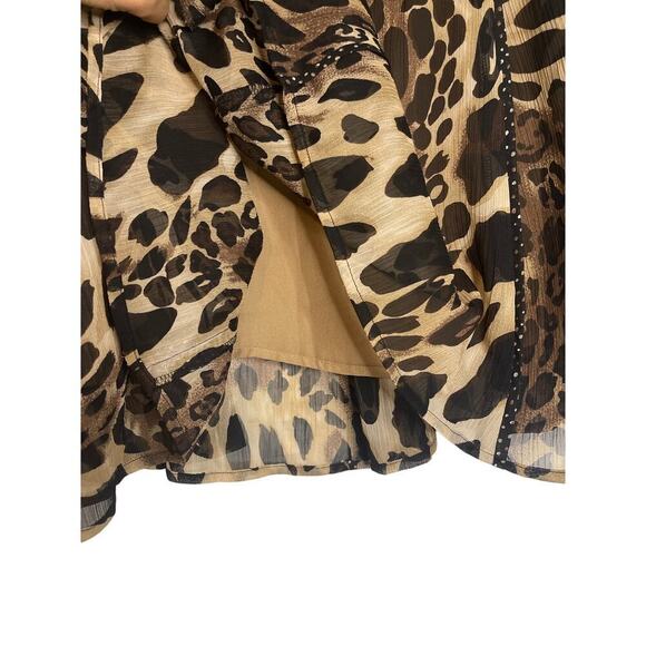 Coldwater Creek Lined Leopard Animal Print Midi Skirt Women's Size Medium - Picture 3 of 6